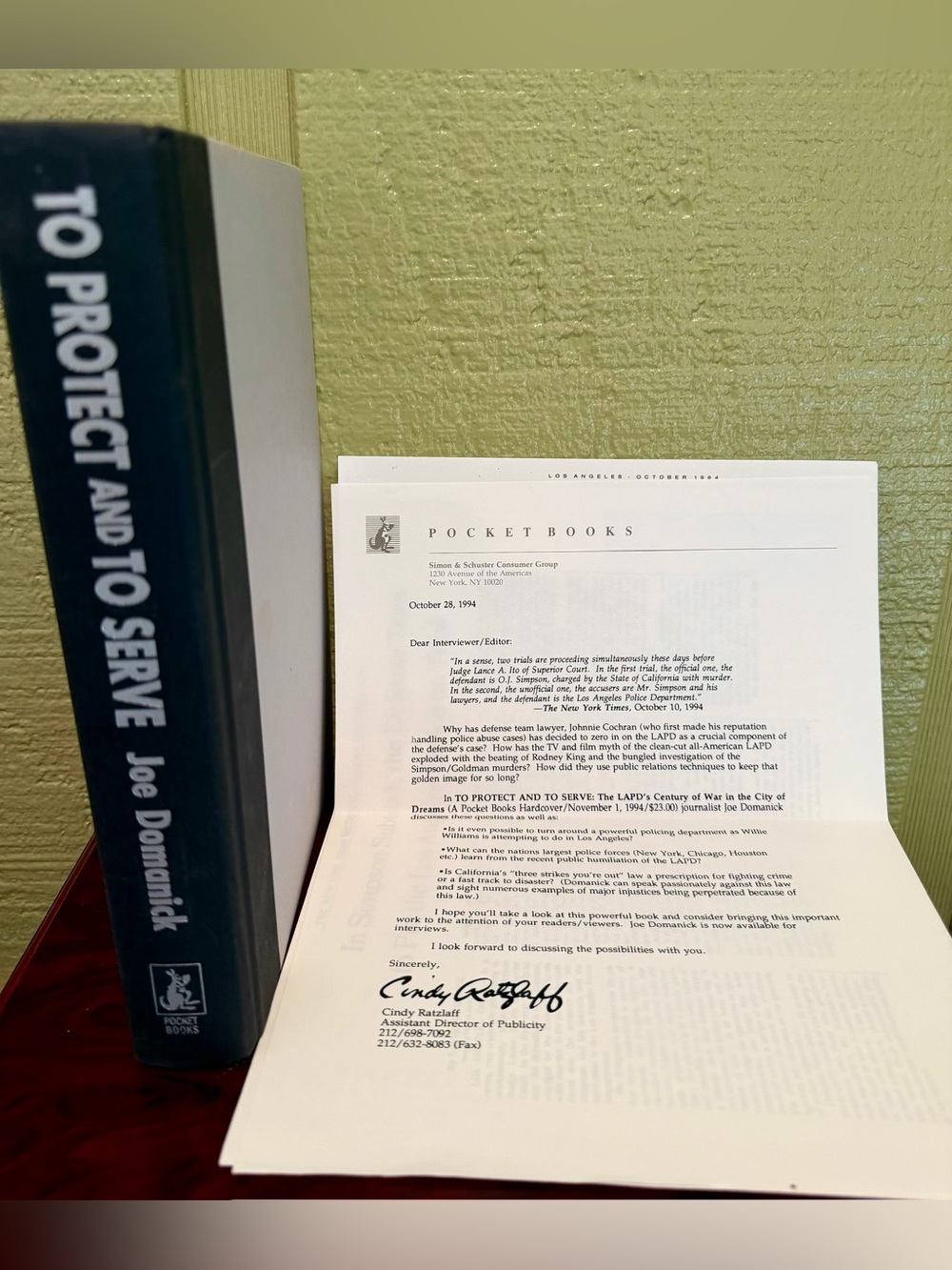 First Edition 1994 “To Protect and To Serve” by Joe Domanick +